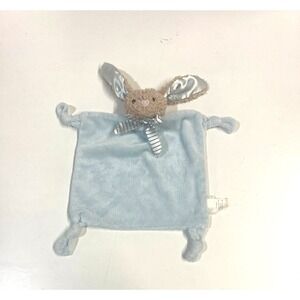 Dan Dee Bunny Lovey Tan Rabbit Blue Security Blanket Plush Rattle Knotted Corner